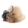 thumbnail image 4 of QASIEATN Women's Everyday Wear Accessories Elegant Flower Decoration Bucket Hat for Pretty Women Fashion Fall Church Cloche Hat Solid Vintage Bowler Hat, 4 of 5