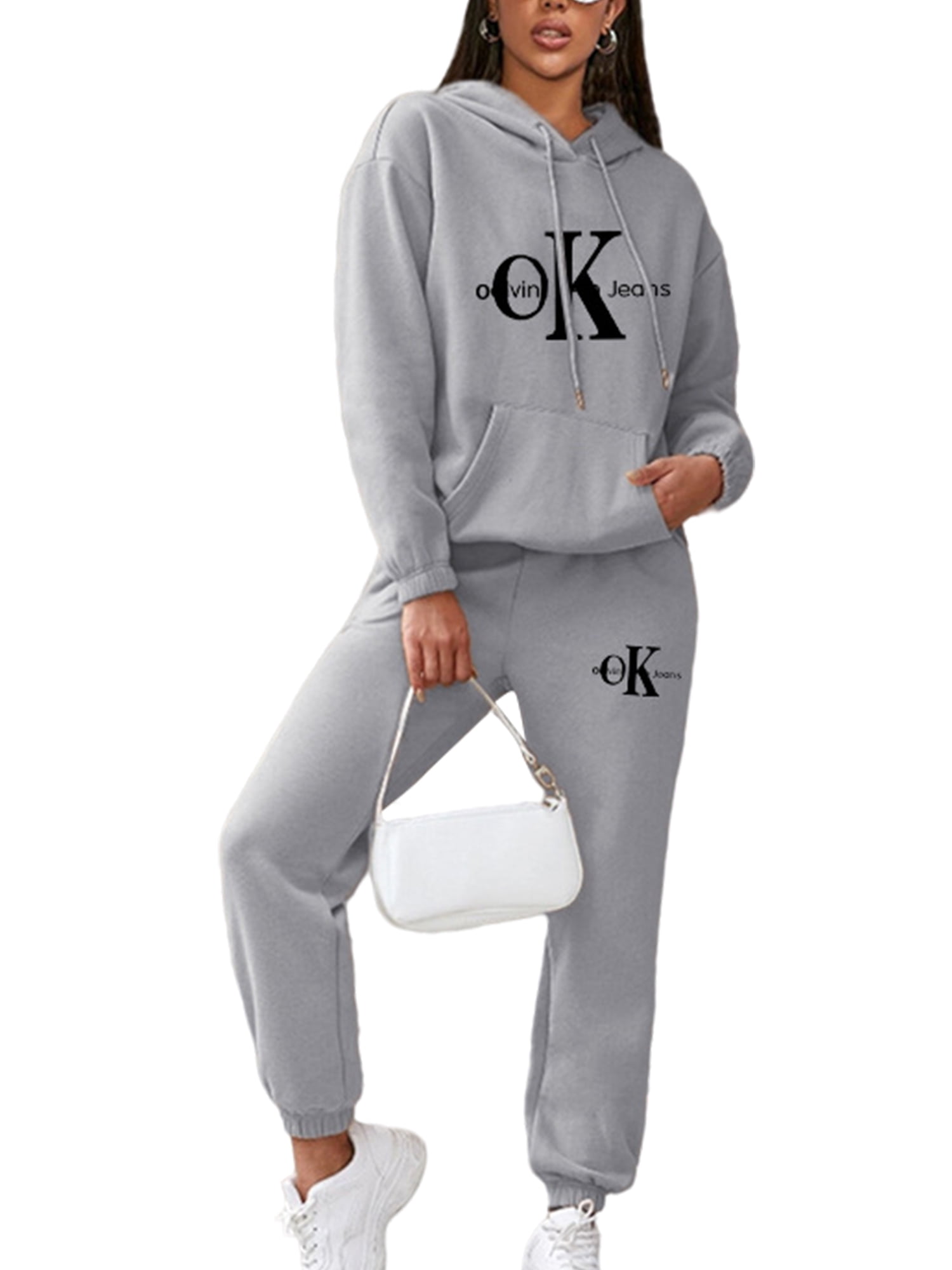 Womens Tracksuit Set 2 Pieces Casual Loungewear Joggers Long Sleeve Sweatshirt Sleepwear Vogue Pullover Tops and Drawstring Pants Outfits Sets 