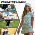 thumbnail image 6 of COEQINE 1/4 Zip Golf Shirts for Women Short Sleeve V Neck Workout Golf Tops Easter Egg Tulip Butterfly Print Lightweight Polo Shirts Pullover Quick Dry Fit Athletic Tops, L, 6 of 7