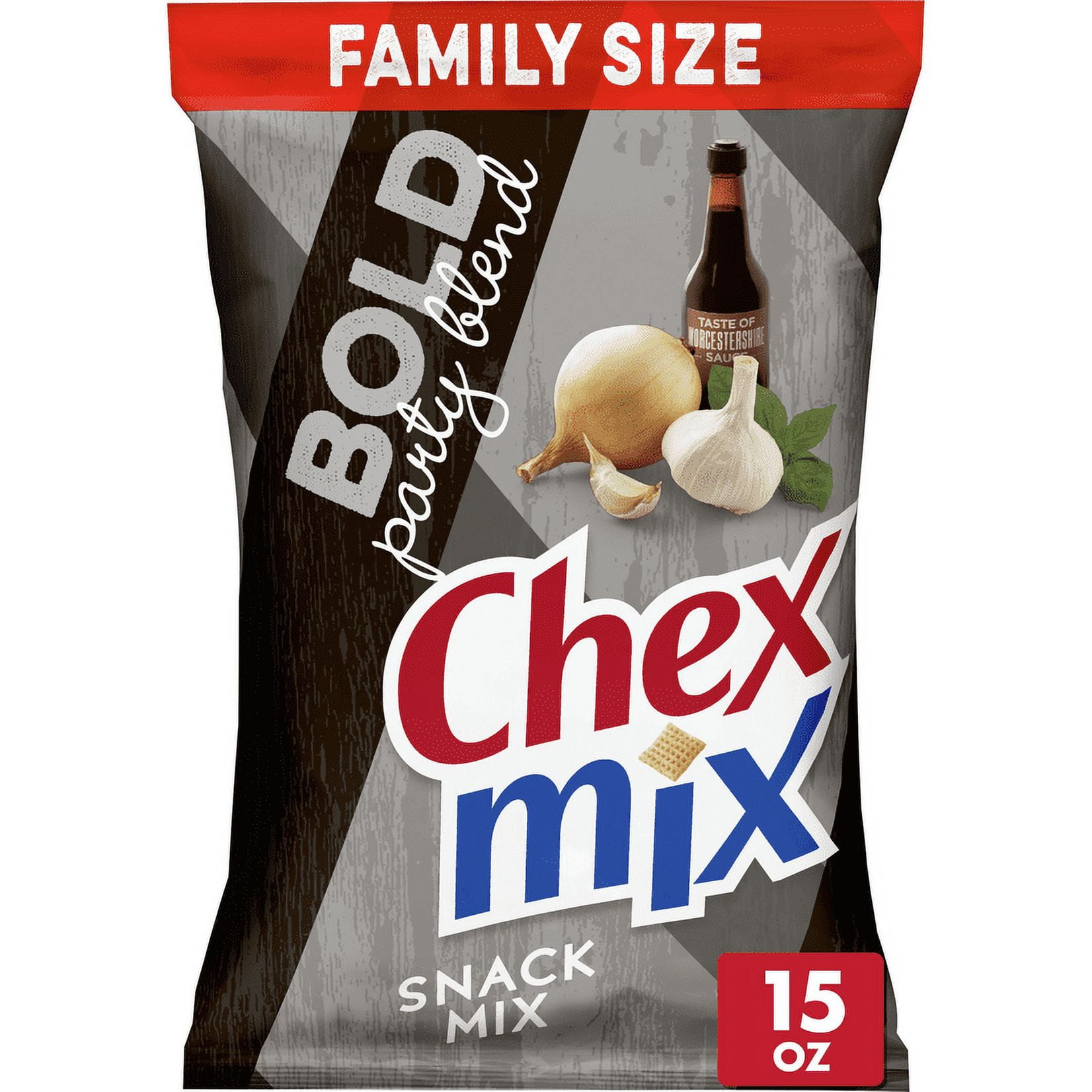 Chex Mix Bold Party Blend, Savory Snack Mix, Family Size, 15 oz