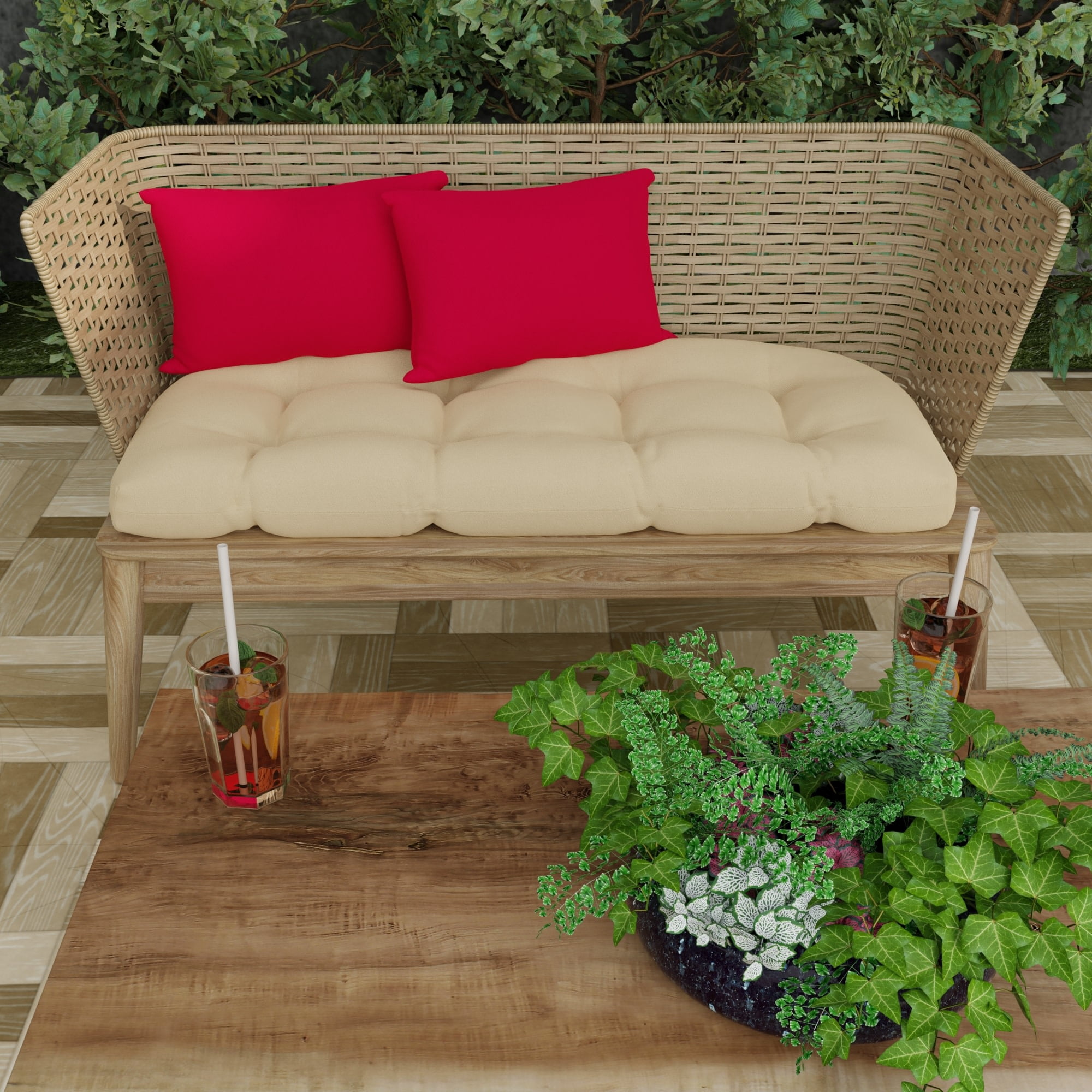 Jordan Manufacturing 12" x 18" Really Red Solid Rectangular Outdoor Lumbar Throw Pillow (2 Pack)