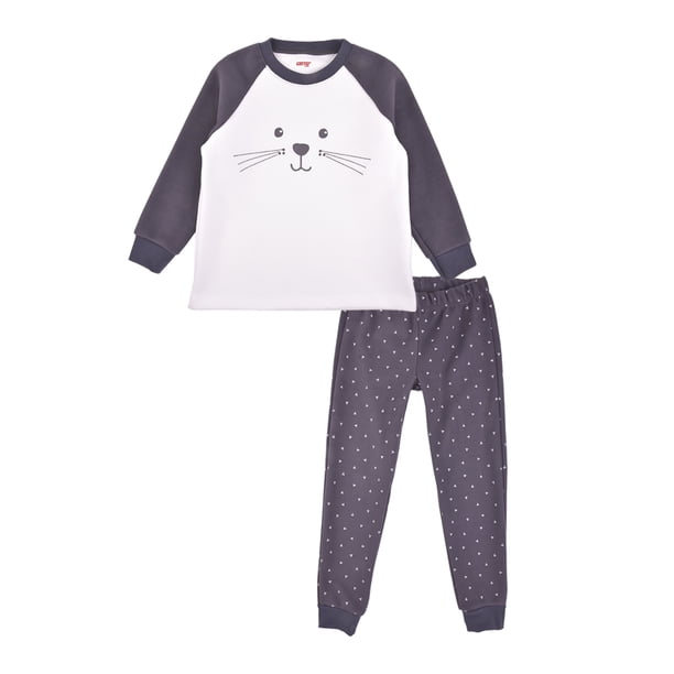 Set de 2 Piezas Sudadera y Pantalón en Microfleece con Bordado de Conejo Baby Creysi Gris Jaspe 3 Años