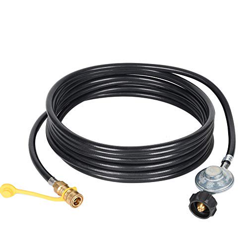 GGC 12 FT Propane Hose with Regulator -3/8 Quick Connect Disconnect Replacement for Mr. Heater Big Buddy Indoor/Outdoor Heater, Type 1 Connection x Quick Connect Fittings