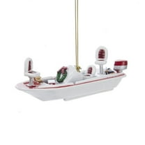 Kurt S. Adler 5 Inch Fishing Boat Resin Christmas Ornament, 1 Pack