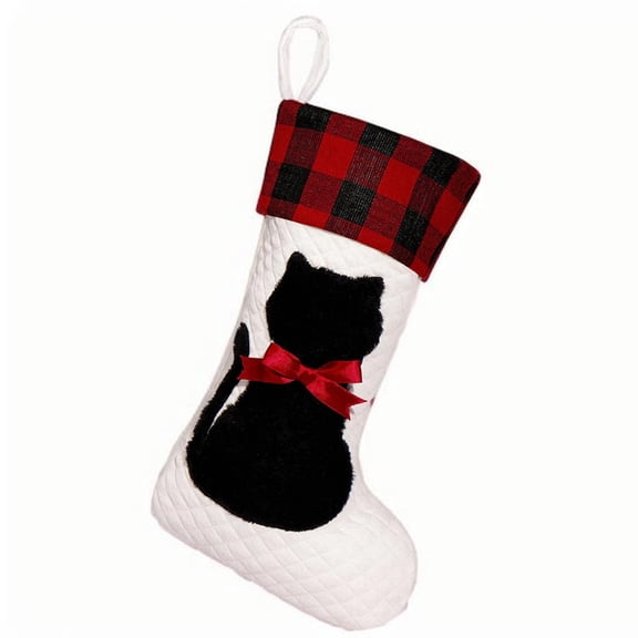 BESTSKY Cats Christmas Stocking,Christmas Tree Decorations Indoor,Christmas Pendant Ornaments Pet Red and Black Plaid Christmas Stocking for Dog Cats Pets christmas stocking Decor