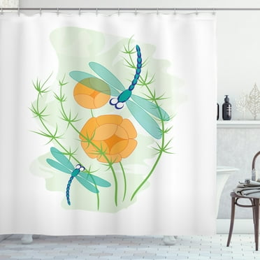 Ambesonne Dragonfly Shower Curtain, Colorful Nature Bugs, 69"Wx75"L, Multicolor