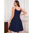 thumbnail image 7 of SHOWMALL Sleeveless Nightgowns for Plus Women Sleepwear Wide Strap Sleep Shirt Pleated Scoopneck Lounge Dress with PocketsNavy Blue 3X, 7 of 7