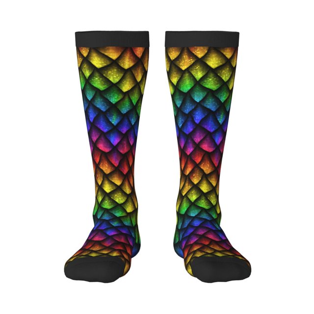 Balery Dragon Scales Calcetines novedosos Calcetines deportivos Calcetines hasta la rodilla Calcetines de algodón Calcetines originales y geniales