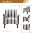 thumbnail image 4 of Stripe Accent Chair, Tina's Home Wood Leg Armchair Living Room Bedroom Adult Set of 2, Black Stripe, 4 of 6