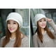thumbnail image 3 of Gorro de lana de punto cálido para mujer, para invierno, para nieve y esquí, con visera (blanco), 3 of 3