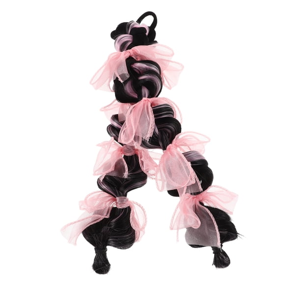 ELAYARD 2Pcs Bubble Braids Wig with Bows for Girls Imaginative Play and Party Performances