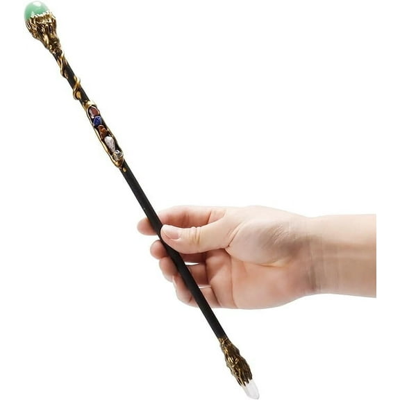 Bbiamsleep Handcrafted Crystal Magic Wand Green Aventurine Gemstone White Crystal Gemstone Magic Wand Cosplay Magic Wand for Witches and Wizards