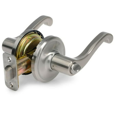 Brinks Bed And Bath Door Lever Vega, Satin Nickel