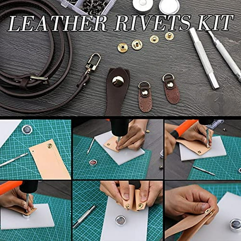 EXCEART 600 Sets Rivet Spiral Thread Nail Leather Leash Leather Rivets  Leather Repair kit Book Binding kit Leather fix Repair kit Leather Crafting  kit