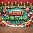 thumbnail image 5 of Gold Lettering Christmas Banner Green Background Holiday Backdrop Gift Boxes Candy Canes Festive Background for Christmas Party Holiday Decoration Family Gathering, 5 of 9