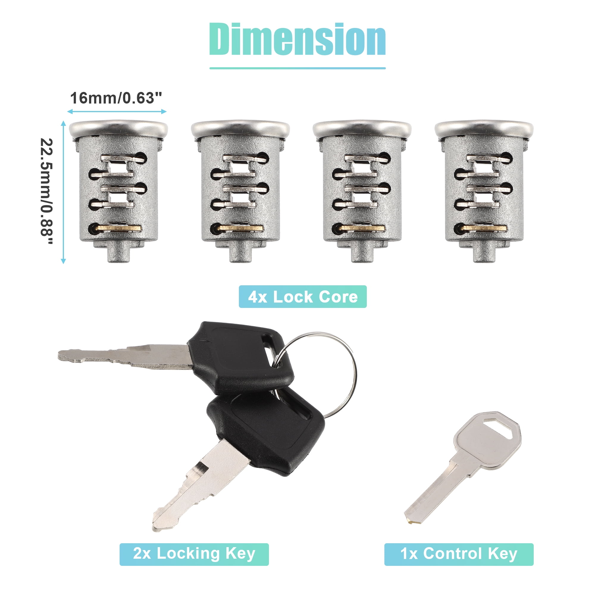Unique Bargains 4 Pack Car Roof Rack Lock Cylinder Core Kit for Yakima Roof Racks