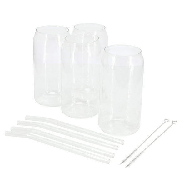 Gibson Home Zadie 10 Piece Glass Tumbler  Straw Set in Clear