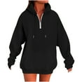 thumbnail image 2 of Yteetum Oversized Hoodies for Women Quarter Zip Up Lapel Drawstring Pullover Hooded Sweatshirts Top Womens Casual Solid Loose 1/4 Zip Up Turndown Collar Hooded Sweatshirts Fall Winter Colthes Clothes, 2 of 8
