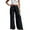 Black, variant on Womens Wide Leg Pants Elastic Waist Full Length Drawstring Loose Fit Pants Lightweight Beach Trips Casual Gatherings Airy Wide Leg Pants With Pockets