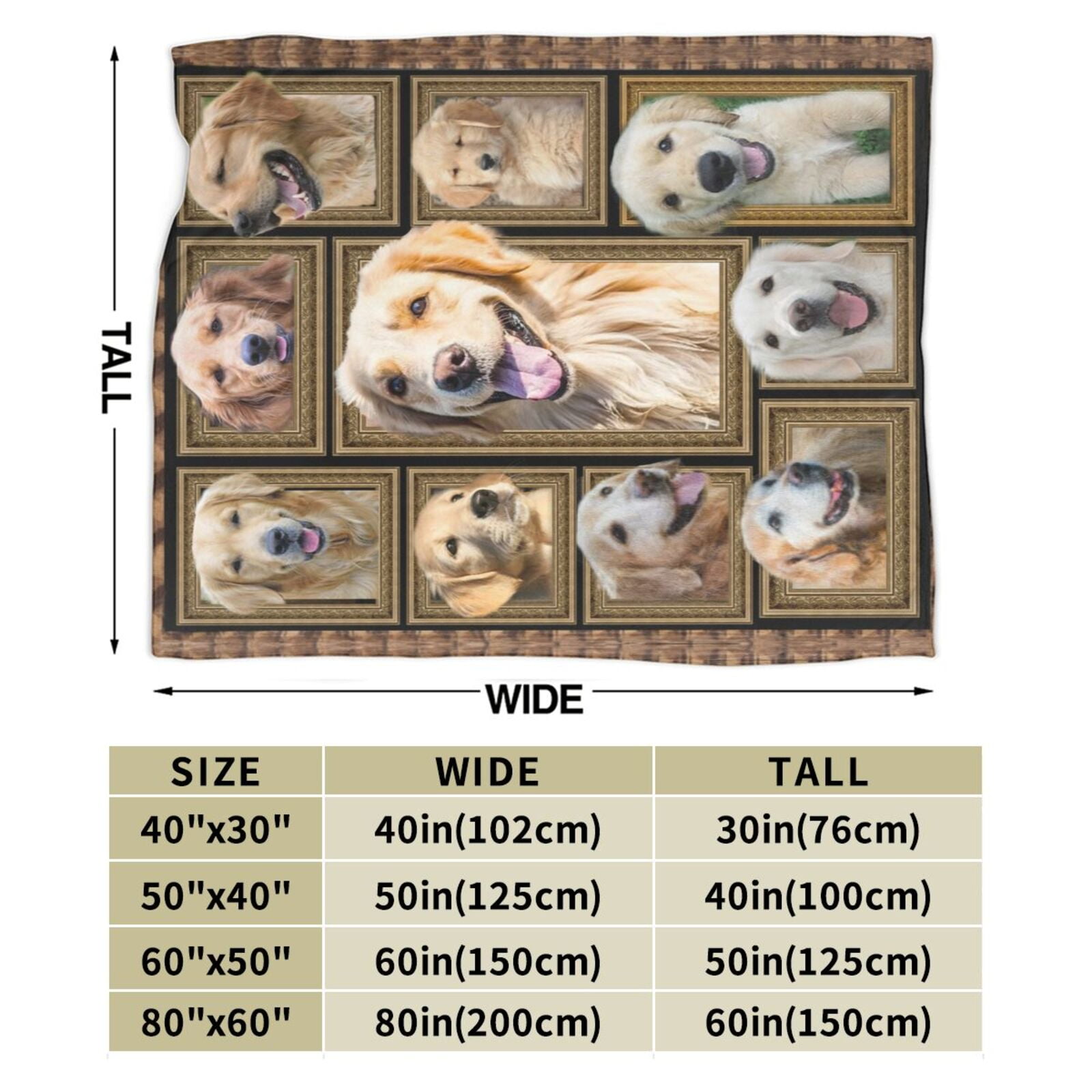 Wijzvio Golden Retriever Dog Throw Blanket Soft Fuzzy Fleece Blanket For Couch Bed Living Room Decoration 80"X60"