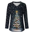 thumbnail image 4 of Christmas Shirts for Women Long Sleeve V Neck Pullover Holiday Blouses Party Ready Comfort Fit Seasonal Print Going Out Tops, 4 of 5