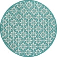 thumbnail image 4 of Unique Loom Outdoor Trellis Collection Area Rug - Tiles (6' 1" Round Teal/Ivory), 4 of 9