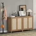 thumbnail image 3 of SICOTAS 34.3"W Rattan Sideboard Buffet Cabinet, Kitchen Credenzas with 2 Doors & Adjustable Shelves, Console Table with Storage Cabinets for Living Dining Room, Oak, 3 of 11
