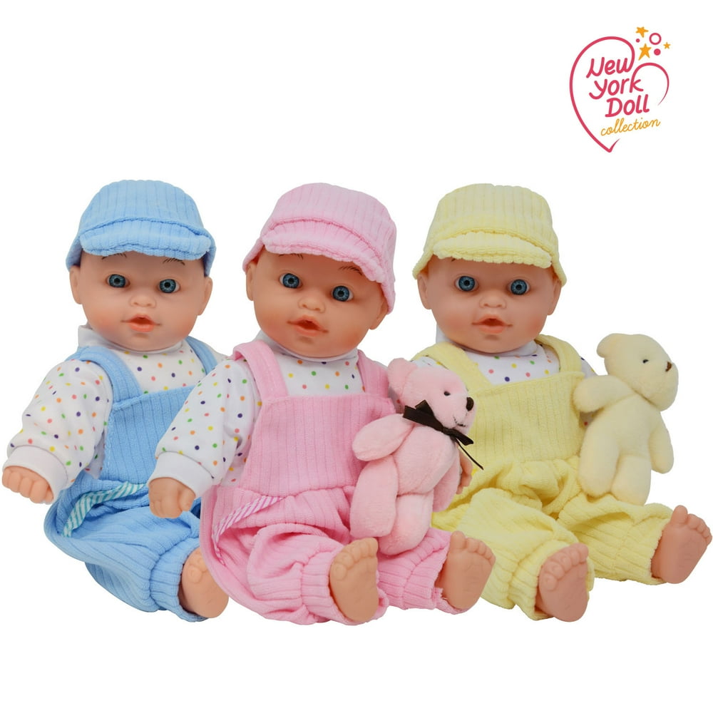 The New York Doll Collection 12" Triplet Baby Dolls for Toddler and