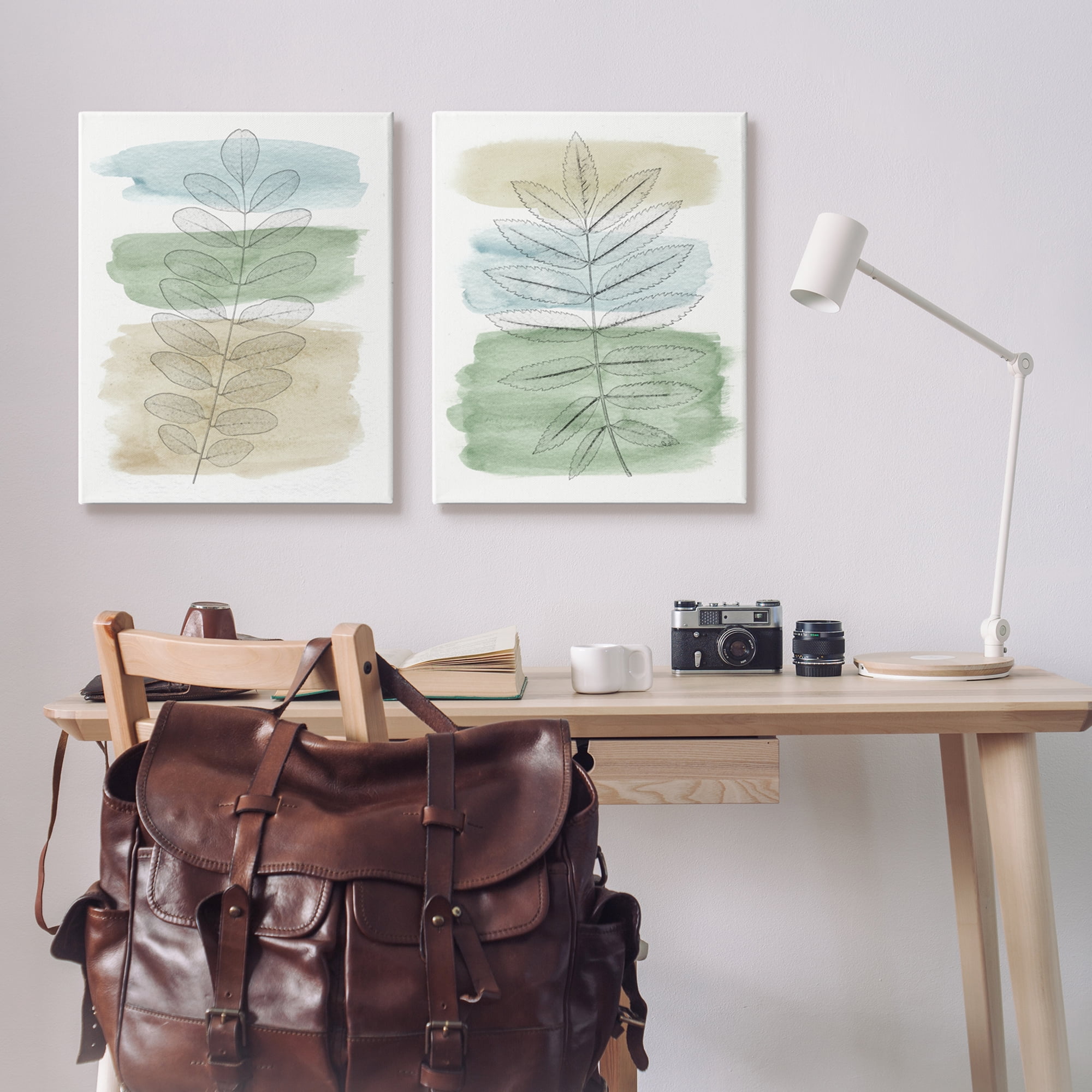 Stupell Industries Spring Forest Branches Over Soft Cool Neutrals Botanical & Floral Painting Gallery Wrapped Canvas Art Print Wall Art, 24 x 30, Set of 2
