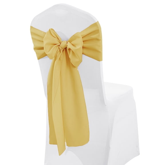 Wedding Linens Inc. (10 pcs) 8" x 108" Polyester Premium(200 GSM) Cotton Chair Sashes for Wedding, Events, Party Décor use - Gold