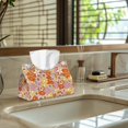 thumbnail image 5 of COEQINE Rectangle Facial Tissue Holder Dispenser PU Leather Facial Tissue Organizer Case for Bathroom, Kitchen, Bathroom, Outdoor, Car, 7.95"X4.92"X4.52", Hippie Flower Daisy Orange, 2 Pcs, 5 of 7