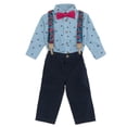 thumbnail image 2 of Marvel Spider-Man Button Down Shirt Twill Pants Suspenders and Bow-Tie 4 Piece Outfit Set Infant to Big Kid, 2 of 5