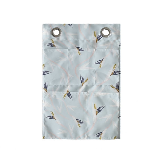 Tropical Hanging Pocket Organizer, Summer Exotic Strelitzia Bird of Paradise Pastel Colored Repetition, Printed Polyester Storage Bag with Pockets, 14" x 20", Pale Blue and Multicolor