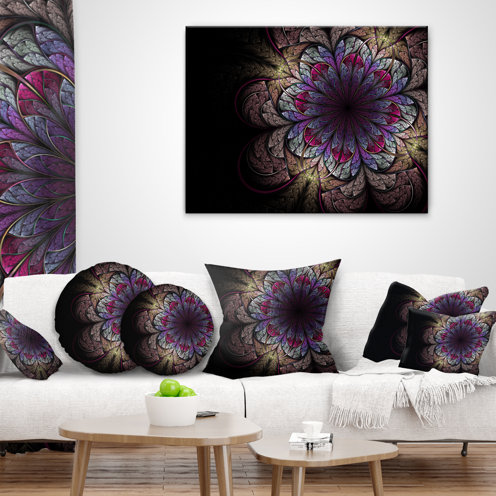 Designart 12" x 20" Black Polyester Throw Pillow