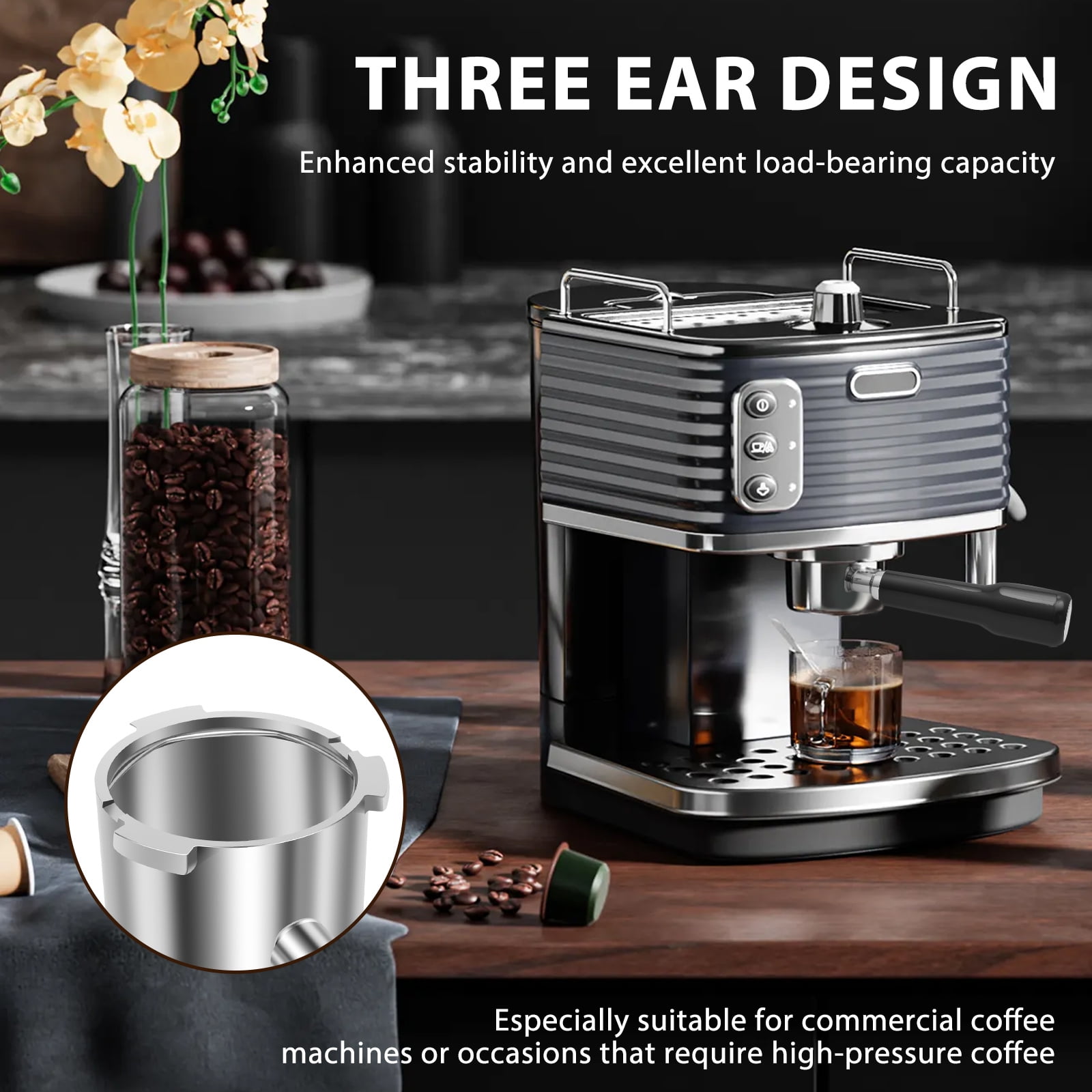 Austok Bottomless Portafilter 51 mm with 3 Ear Espresso Puck Screen Compatible with DeLonghi EC680/EC685 with Stainless Steel Sieve