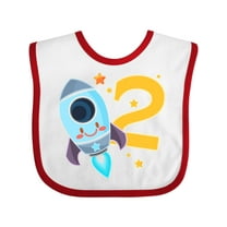 Inktastic Rocket Space Ship Happy Second Birthday Boys or Girls Baby Bib