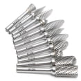 thumbnail image 1 of 1p 1/4 6mm Shank 12mm Diameter Tungsten Carbide Rotary File Double Cut Rotary Burr 8mm-32mm Blade Length Dremel Rotary Tool, 1 of 5