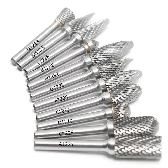 1p 1/4 6mm Shank 12mm Diameter Tungsten Carbide Rotary File Double Cut Rotary Burr 8mm-32mm Blade Length Dremel Rotary Tool