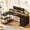 Black, variant on 47" Gaming Desk with Power Outlets & LED Lights, L Shaped Desk with Fabric Drawers & CPU Stand, Corner Computer Desk with Open Shelves for Small Space, Rustic Brown
