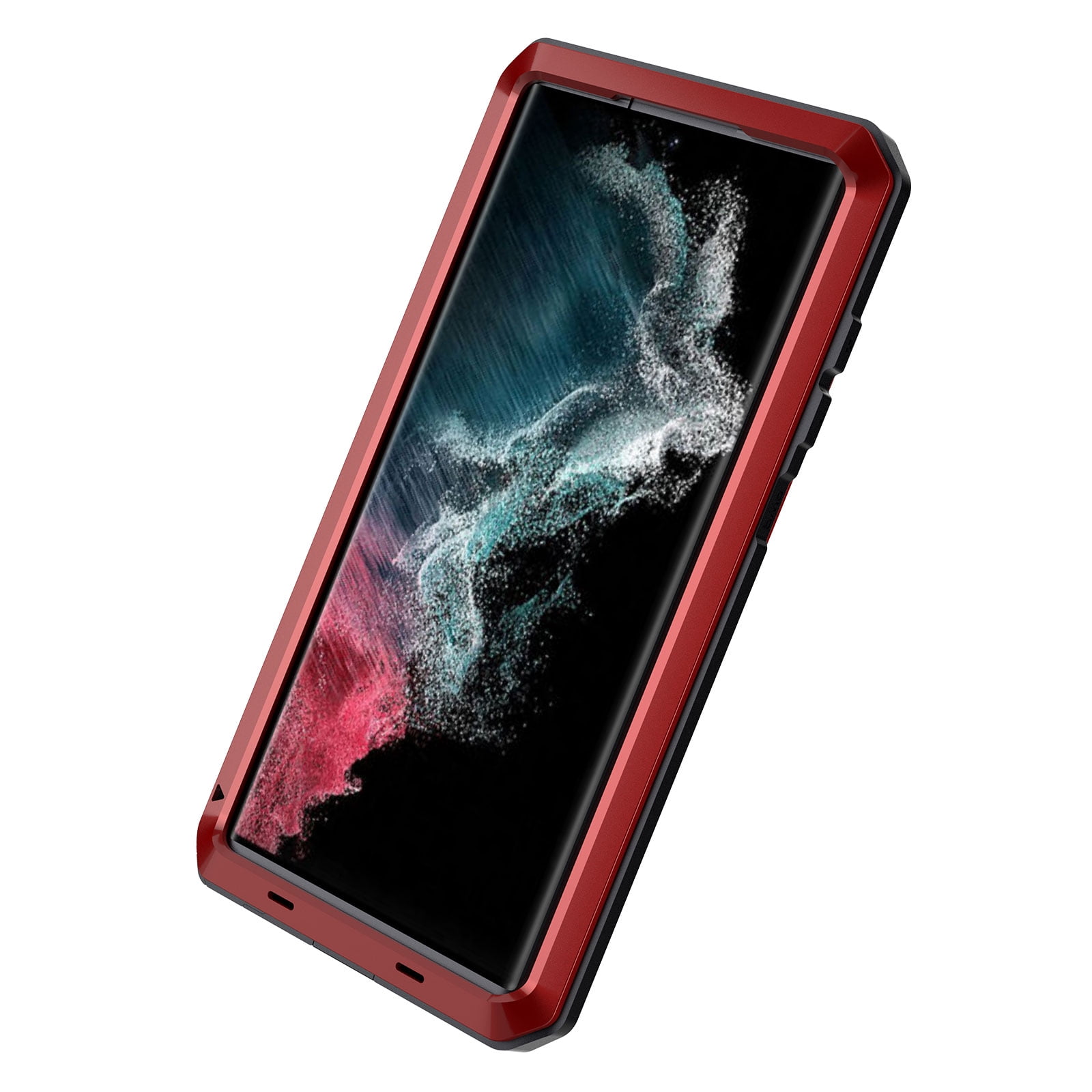 for Samsung Galaxy S23 Ultra Case, 360 Full Body Protective Cover Heavy Duty Shockproof Armor Aluminum Alloy Metal Case with Silicone for Samsung Galaxy S23 Ultra,Red