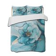 thumbnail image 2 of Teal Floral Marble Twin Size Down Alternative Comforter, Lightweight Comforter Quilt Bedding Set with Pillow Shams Modern Abstract Ink Painted Art All Seasons Bed Comforter Duvet Insert 68"x86", 2 of 7