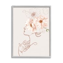 Simple Pink Botanical Pattern Bouquet Person Outline Botanical & Floral Graphic Art Framed Art Print Wall Art