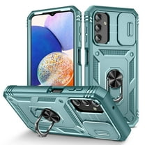 Military Grade Drop Impact for Samsung Galaxy S25 Plus Camera Lens Slide Protection Case 360 Metal Rotating Ring Kickstand Holder Armor Shockproof Case For Samsung Galaxy S25 Plus, Green