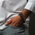 thumbnail image 6 of VEEDOFA 4 Pcs Mens Beaded Bracelet Set,Natural Stone Tiger Eye Black Bead Stretch Bracelets, 6 of 8
