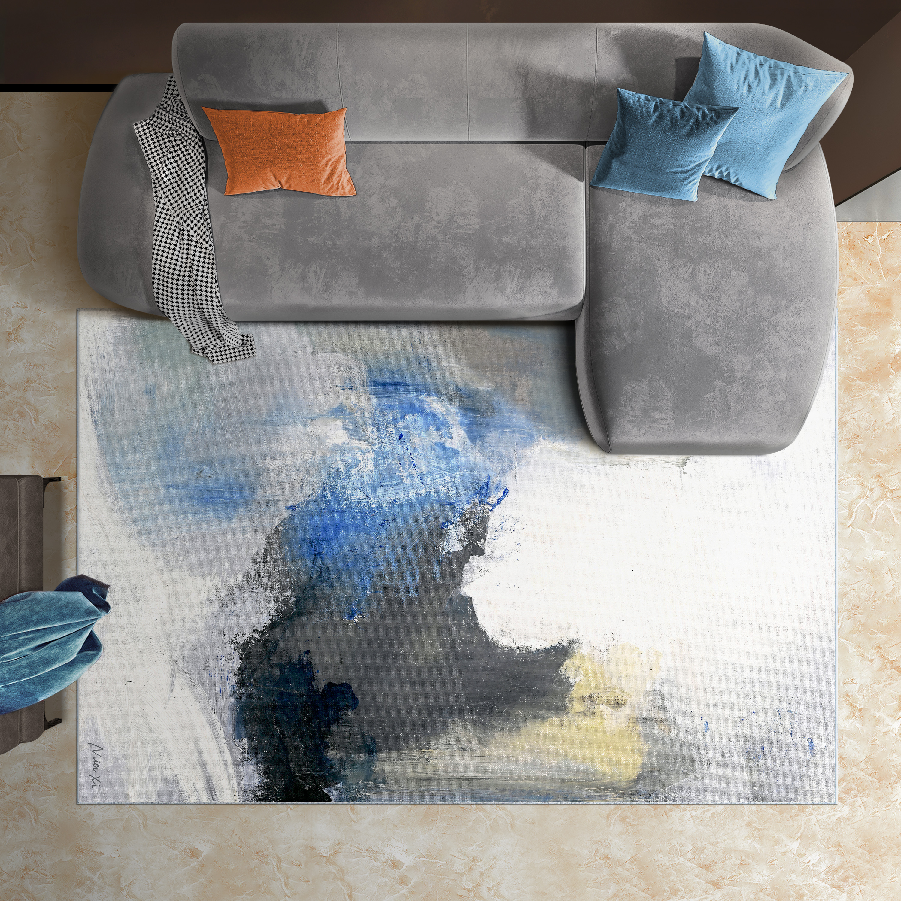 A New Dawn Washable Abstract Art Area Rug size 5'x8'