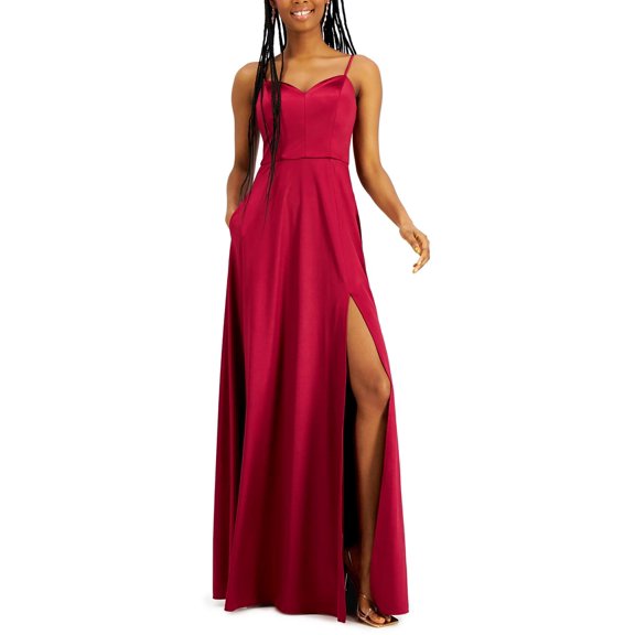 City Studio Womens Juniors Satin Sleeveless Evening Dress