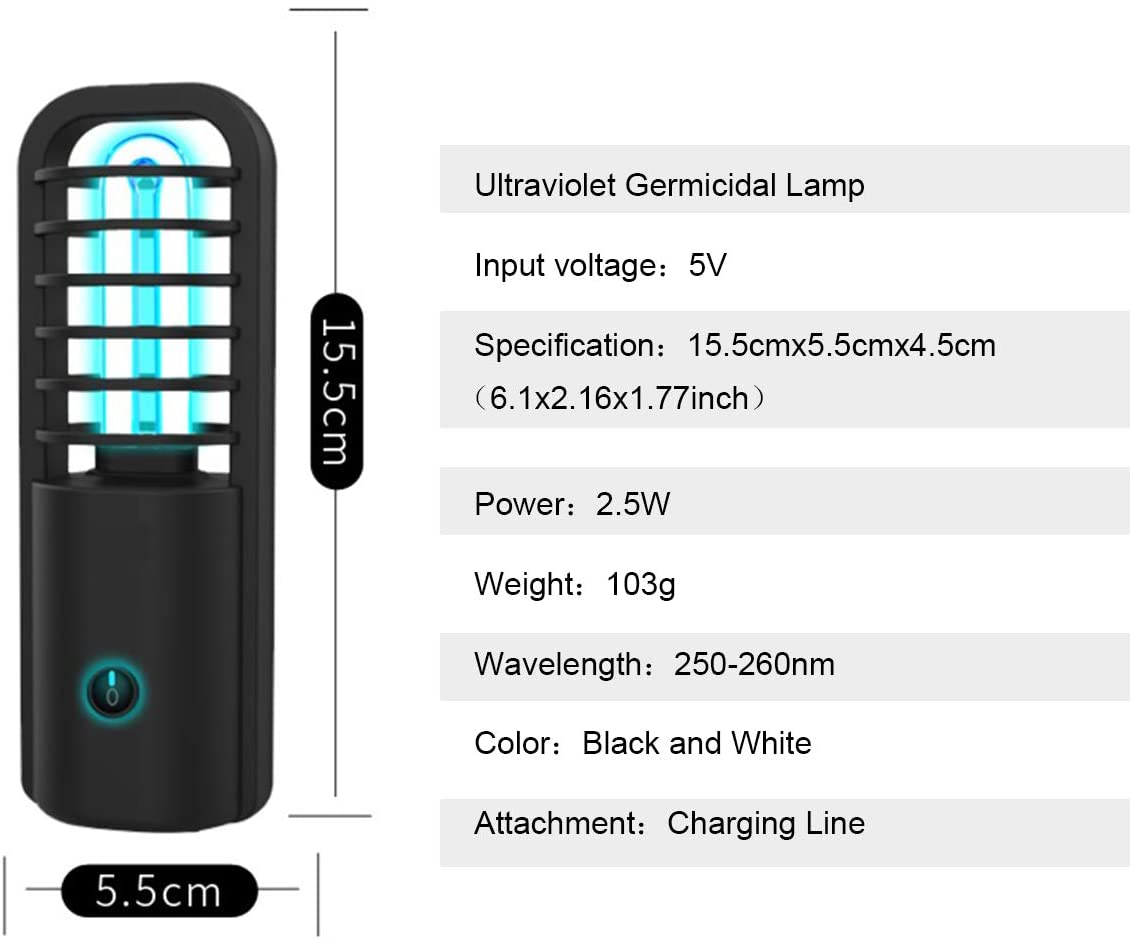 UV Light Sanitizer Portable UV Lights Sterilizer Cleaner Ultraviolet Germicidal Lamp for Hotel Household Wardrobe Toilet Car Pet Area - image 2 of 5