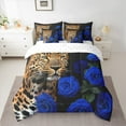 thumbnail image 2 of Feelyou Cheetah Leopard Wildlife Bedding Comforter Set 7-Piece, Romantic Anniversary King Bedding Sets, Dreamy Rose Floral Bed Sheets, Lightweight Room Decor, 2 of 7