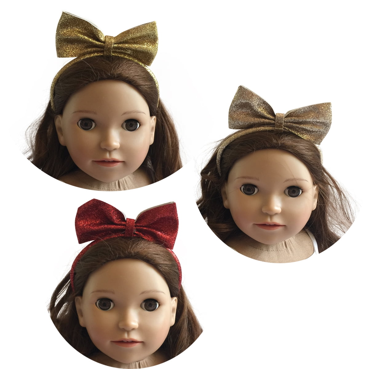 Set of Three Bow Headbands for 18 inch Dolls