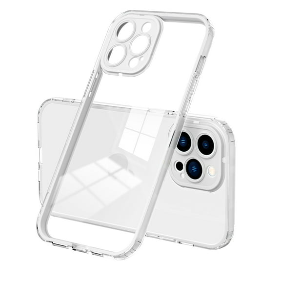 SaniMore for iPhone 13 Pro Case Slim Transparent [Not Yellowing Technology], Rugged PC & TPU Bumpers Built-in Detachable Lens Protector Shockproof Protective Cover, White